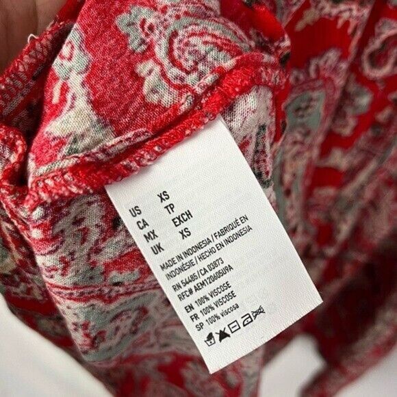 American Eagle AEO Red Floral High Neck Boho Shift Mini Dress XS - Picture 7 of 7